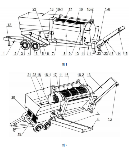 移動式滾筒篩分機(jī)立體結(jié)構(gòu)示意圖